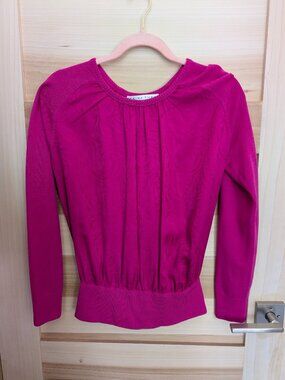 Trina Turk Fuchsia Silk and Merino Wool Top